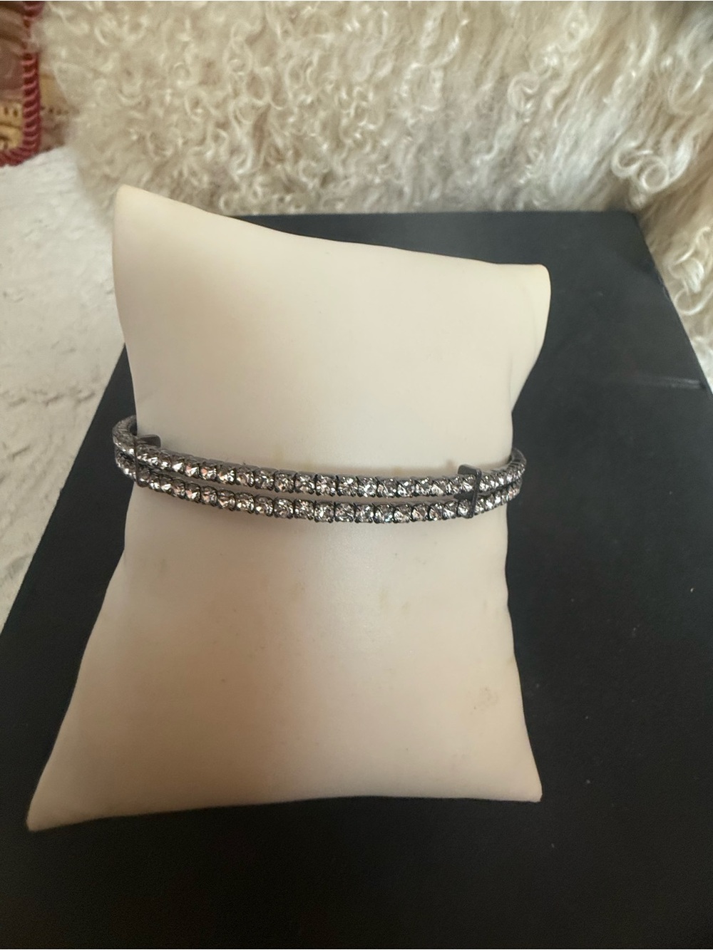 jcpenney Silver Rhinestone Double Wrap Bracelet
